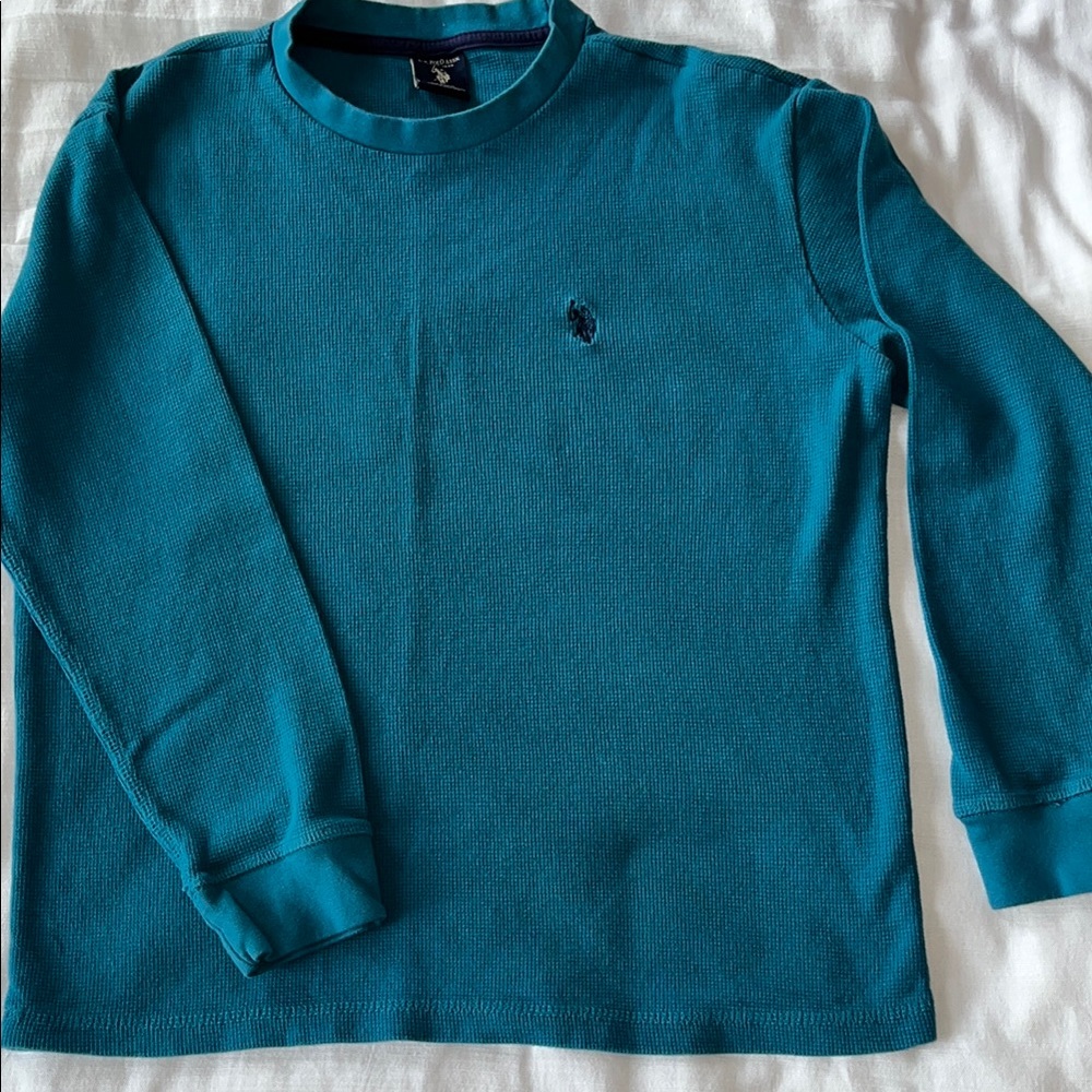 U.S. Polo Assn Men's Teal Waffle Lightweight Sweater